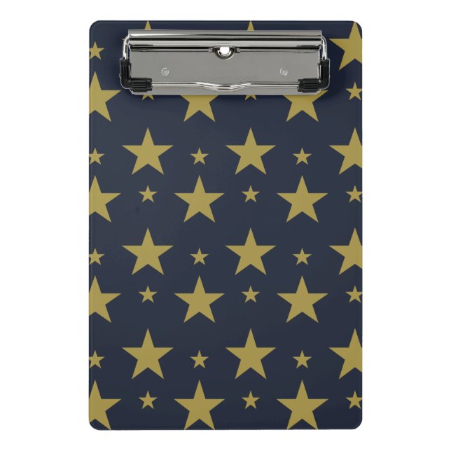 Golden Stars on Navy Blue - Elegant und zeitlos Mini Klemmbrett (Vorderseite)