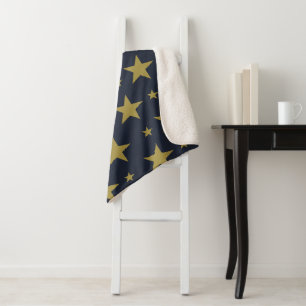 Golden Stars on Navy Blue - Elegant und zeitlos Sherpadecke