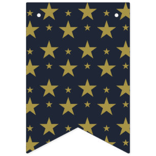 Golden Stars on Navy Blue - Elegant und zeitlos Wimpelkette