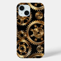 Golden Steampunk Gears Handle Case