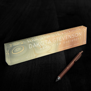 Golden Strata   Peach Burnt Orange Green Agate Namensplakette