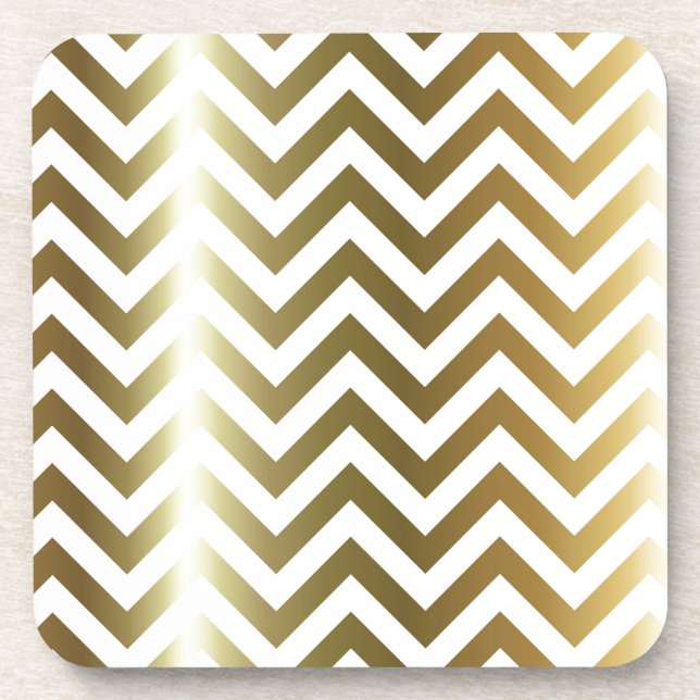 Golden Stripes Chevron Pattern Getränkeuntersetzer (Vorderseite)