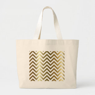 Golden Stripes Chevron Pattern Jumbo Stoffbeutel