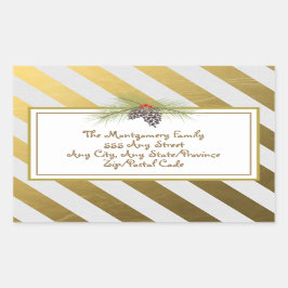 Golden Stripes - Square Weihnachtsaufkleber Rechteckiger Aufkleber