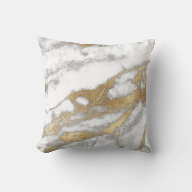 Golden Strokes Metallischer Glitzer Marbella Grau  Kissen (Vorderseite)