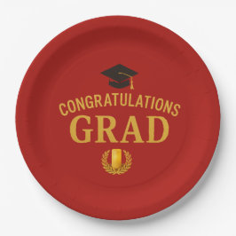 Golden Success Graduation Party Theme - Red & Gold Pappteller