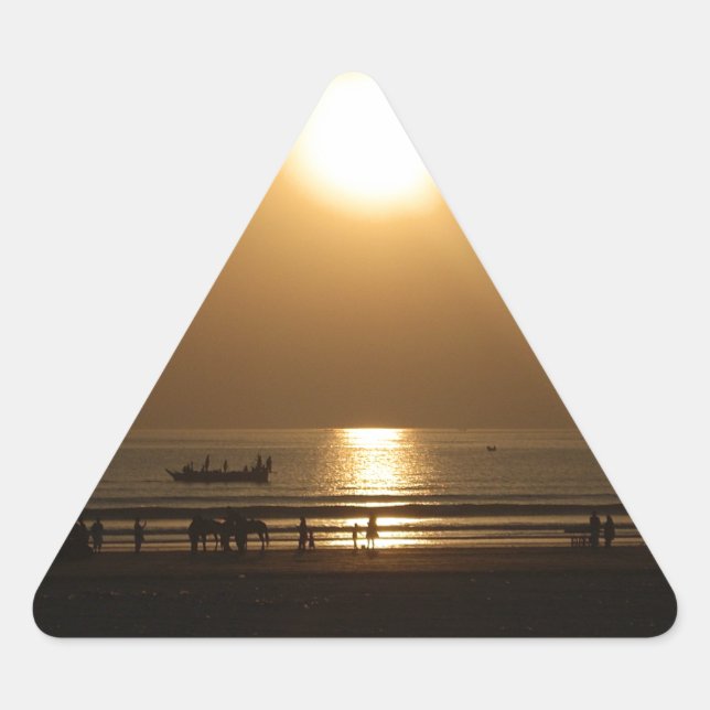 Golden Summer Sunset Reflektion am Strand Dreieckiger Aufkleber (Vorderseite)