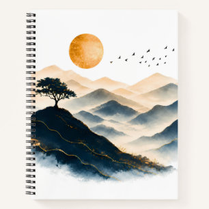 Golden Sun Berglandschaft Spiralblock Notizbuch