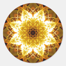 Golden Sun Mandala Runder Aufkleber