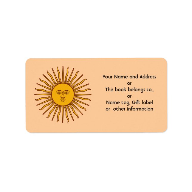Golden Sun of Argentina Nom Étiquettes de adresse (Devant)