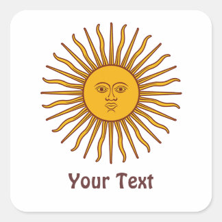 Golden Sun of May Argentina Flag Geschenksticker Quadratischer Aufkleber