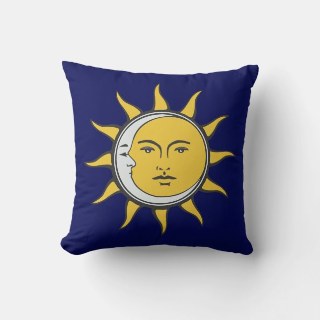 Golden Sun und Silver Moon auf Navy Blue Kissen (Vorderseite)