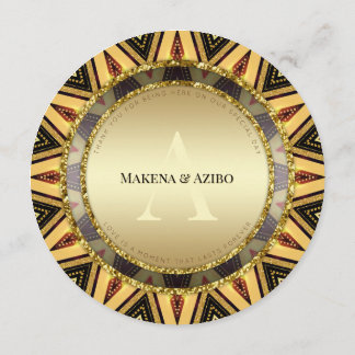 Golden Sunburst African Energy Round Menu Menükarte