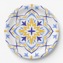 Golden Sunburst  Elegant Blue and Gold Floral 