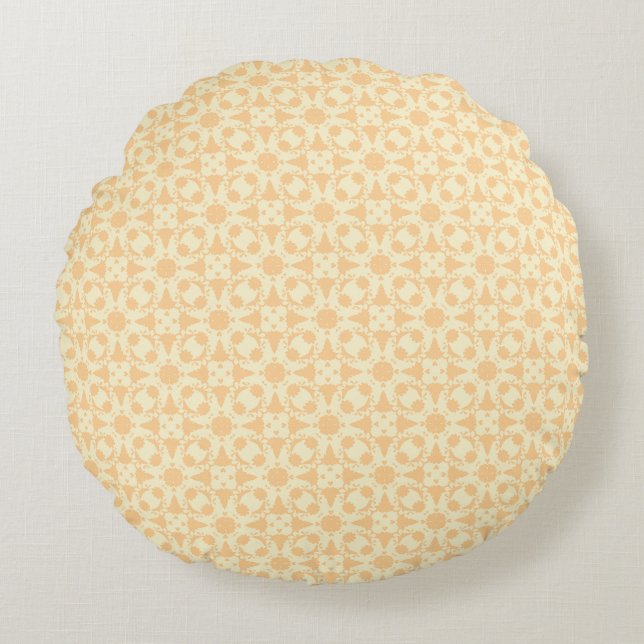 Golden Sunburst Geometric Round Pillow Rundes Kissen (Vorderseite)