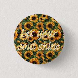 Golden Sunflower Bliss Button