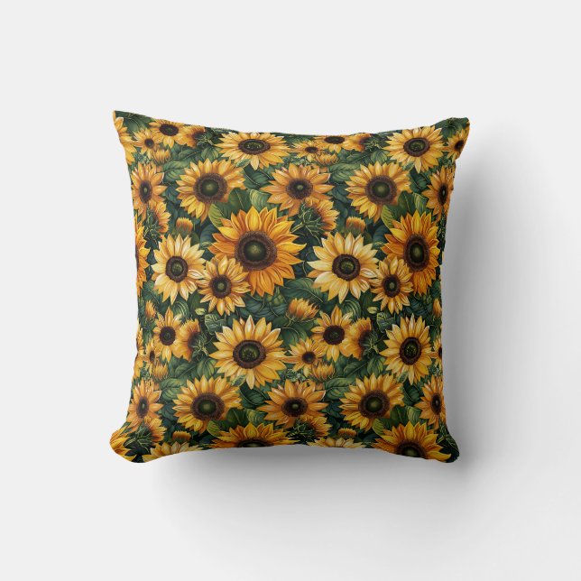 Golden Sunflower Bliss Kissen (Vorderseite)