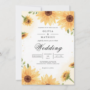 Golden Sunflower Bloom Wedding Einladung