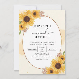 Golden Sunflower Corner Blüh Hochzeit Einladung