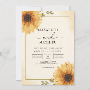 Golden Sunflower Corner Hochzeit der Blumen Einladung