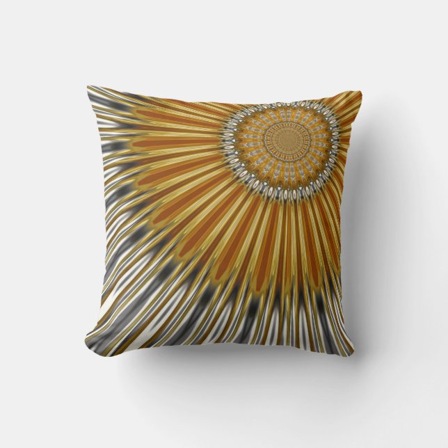 Golden Sunflower Geometric Blume Decke Kissen (Vorderseite)