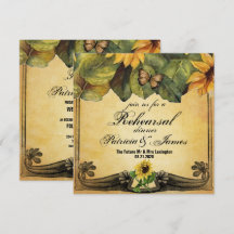 Golden Sunflowers Hochzeitliche Probe Dinner Card