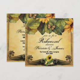 Golden Sunflowers Hochzeitliche Probe Dinner Card Einladung