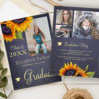 Golden sunflowers PHOTO collage graduation party