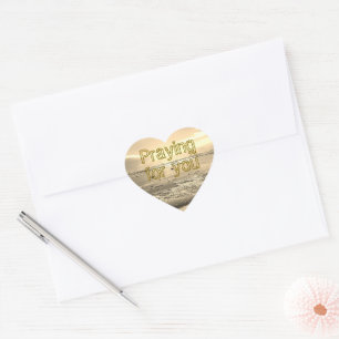 Golden Sunrise Ocean Beach Gebetsticker Herz-Aufkleber