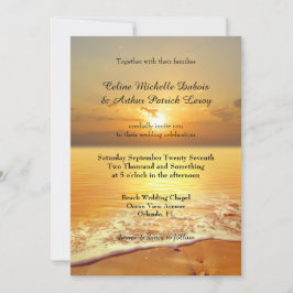 Golden Sunset Beach Wedding Invitation