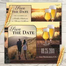 Golden Sunset Beer Save the Date Foto Postkarte