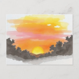 Golden Sunset Horizon Scenic Postcard Postkarte