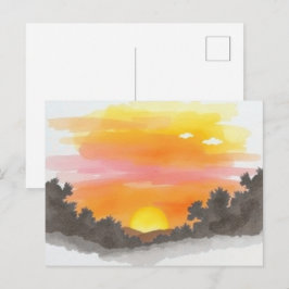 Golden Sunset Horizon Scenic Postcard Postkarte