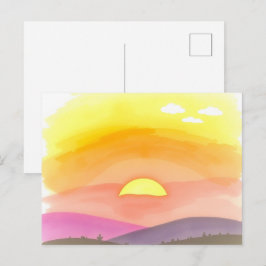 Golden Sunset Horizon Scenic Postcard Postkarte