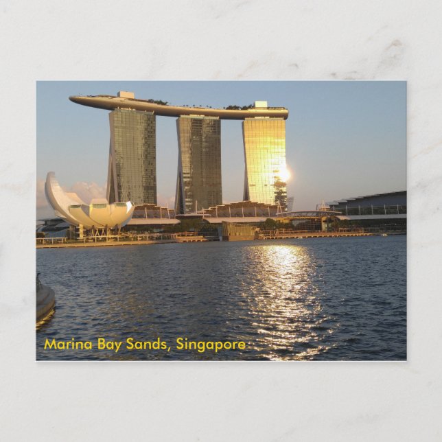 Golden Sunset Marina Bay Sands, Singapur Postkarte (Vorderseite)