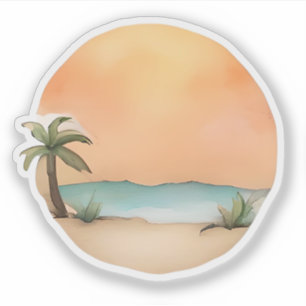 Golden Sunset Oasis Aufkleber