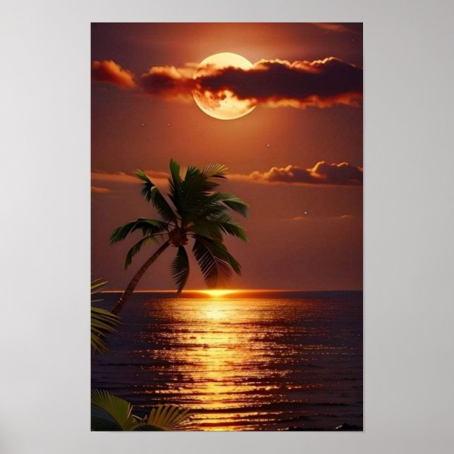 Golden Sunset Paradise | Tropical Beach WallPoster Poster (Vorne)