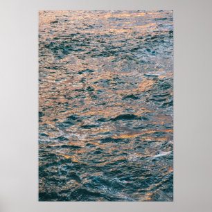 Golden Sunset Reflection on Ocean Waves - Ruhe Poster