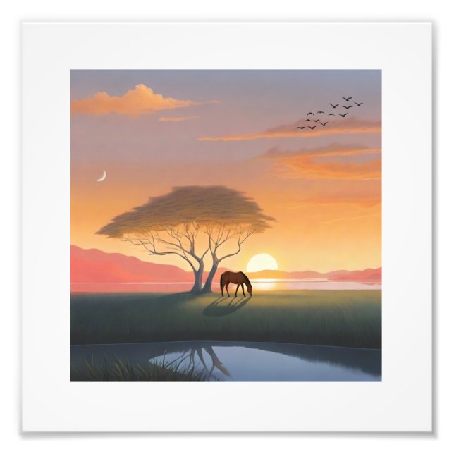 Golden Sunset Savanna Horse Peace Home Fotodruck (Vorne)