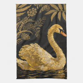 Golden Swan am Mitternachtssee Geschirrtuch
