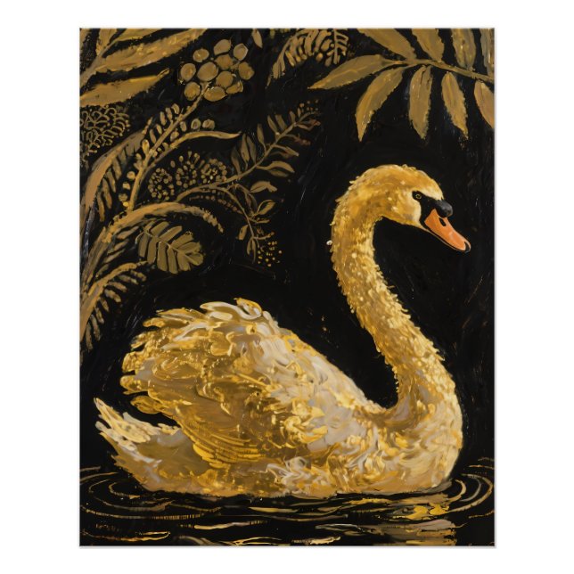 Golden Swan am Mitternachtssee Poster (Vorderseite)