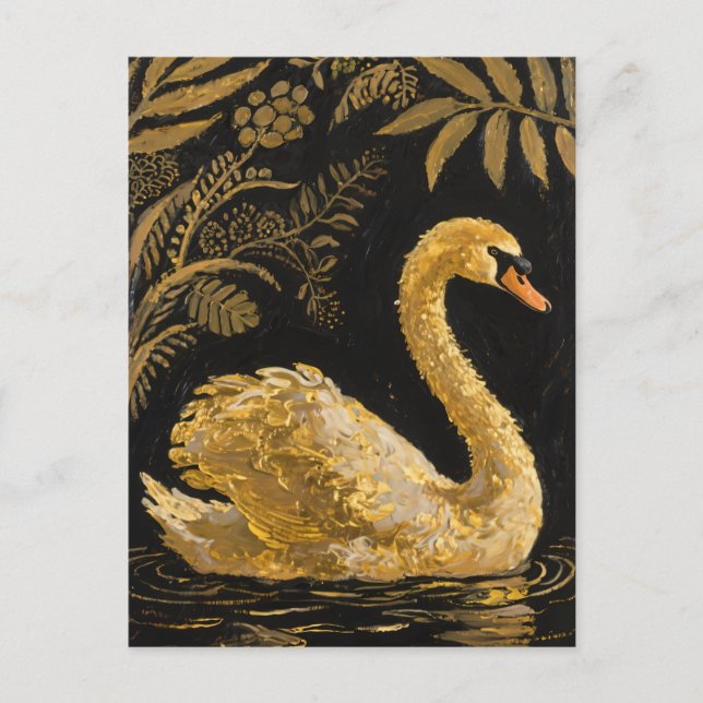 Golden Swan am Mitternachtssee Postkarte (Vorderseite)