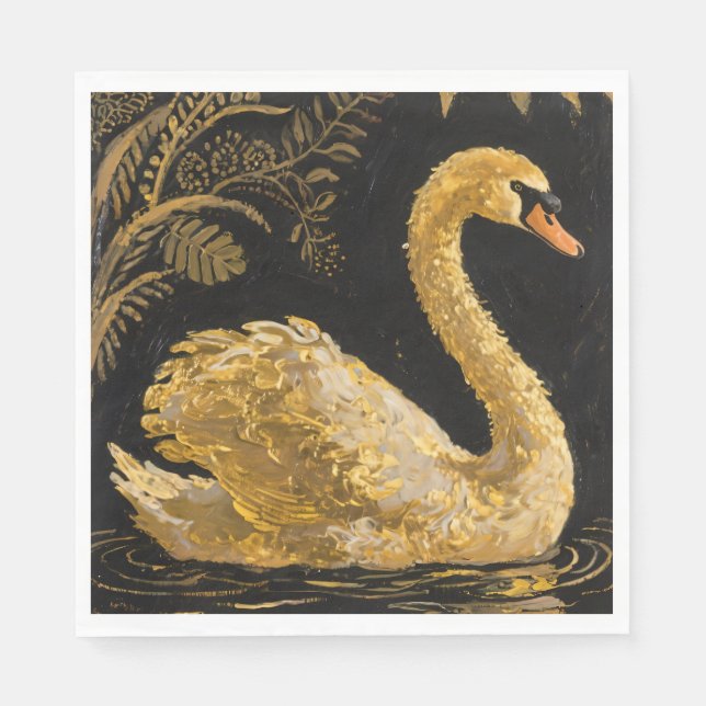 Golden Swan am Mitternachtssee Serviette (Vorderseite)