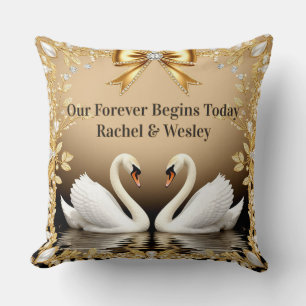 🦢 Golden Swan Hochzeit Home Romantik Kissen