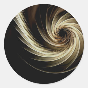 Golden Swirl Across Black Runder Aufkleber