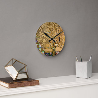 Golden Swirling Tree Im Fünfspänner über den Gotth Runde Wanduhr