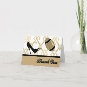 Golden Tan & Black Football Hochzeit Danke Karte