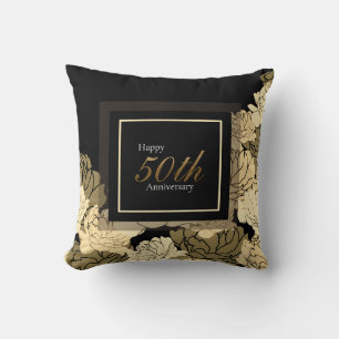 Golden, tan und beige 50. Jubiläum werfen Kissen