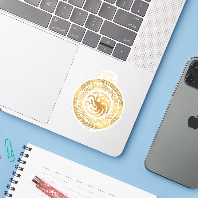 Golden Targaryen Wappen Aufkleber (Laptop mit iPhone)
