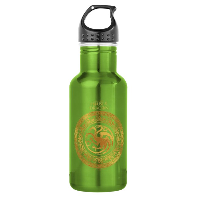 Golden Targaryen Wappen Edelstahlflasche (Vorderseite)